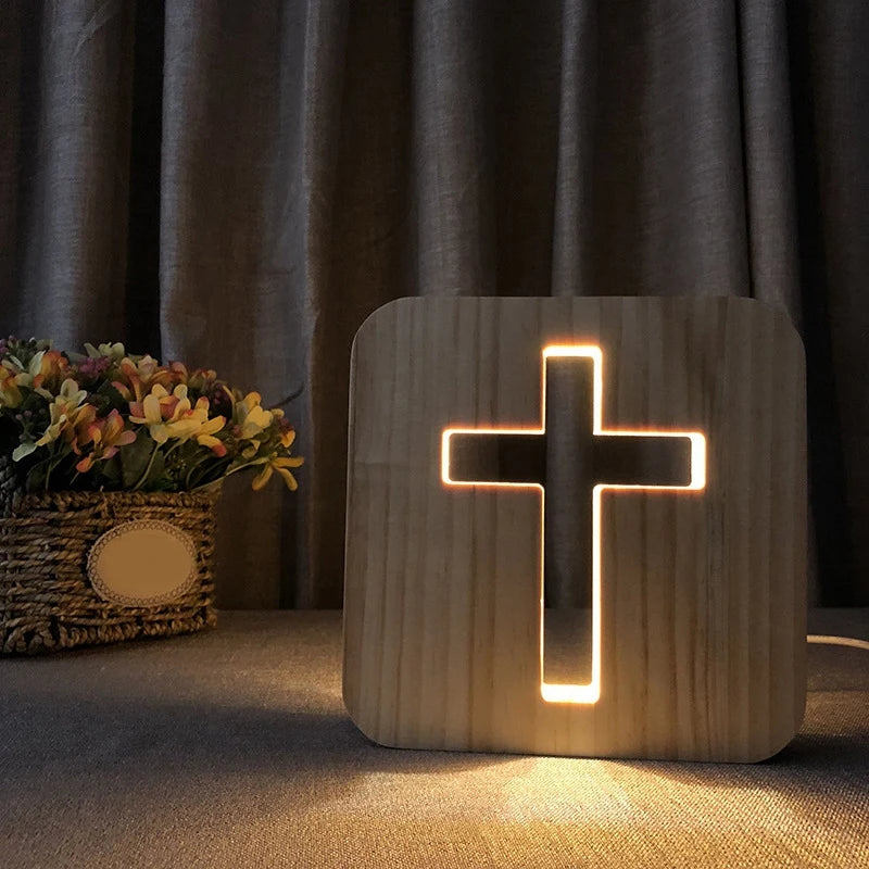 Crucifix Wooden lamp